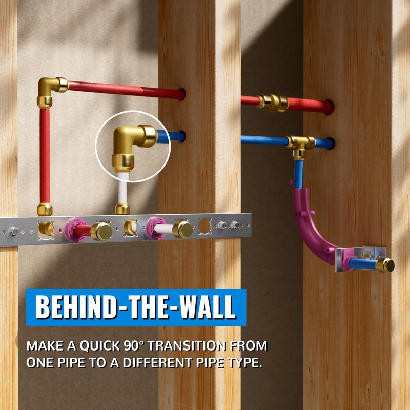 SUNGATOR PEX Elbow, 3/4-Inch Push Fit 90-Degree Plumbing Fitting Pipe Connector with Disconnect Clip, Push-to-Connect, Copper, CPVC, No Lead Brass (2-Pack) - Image 5